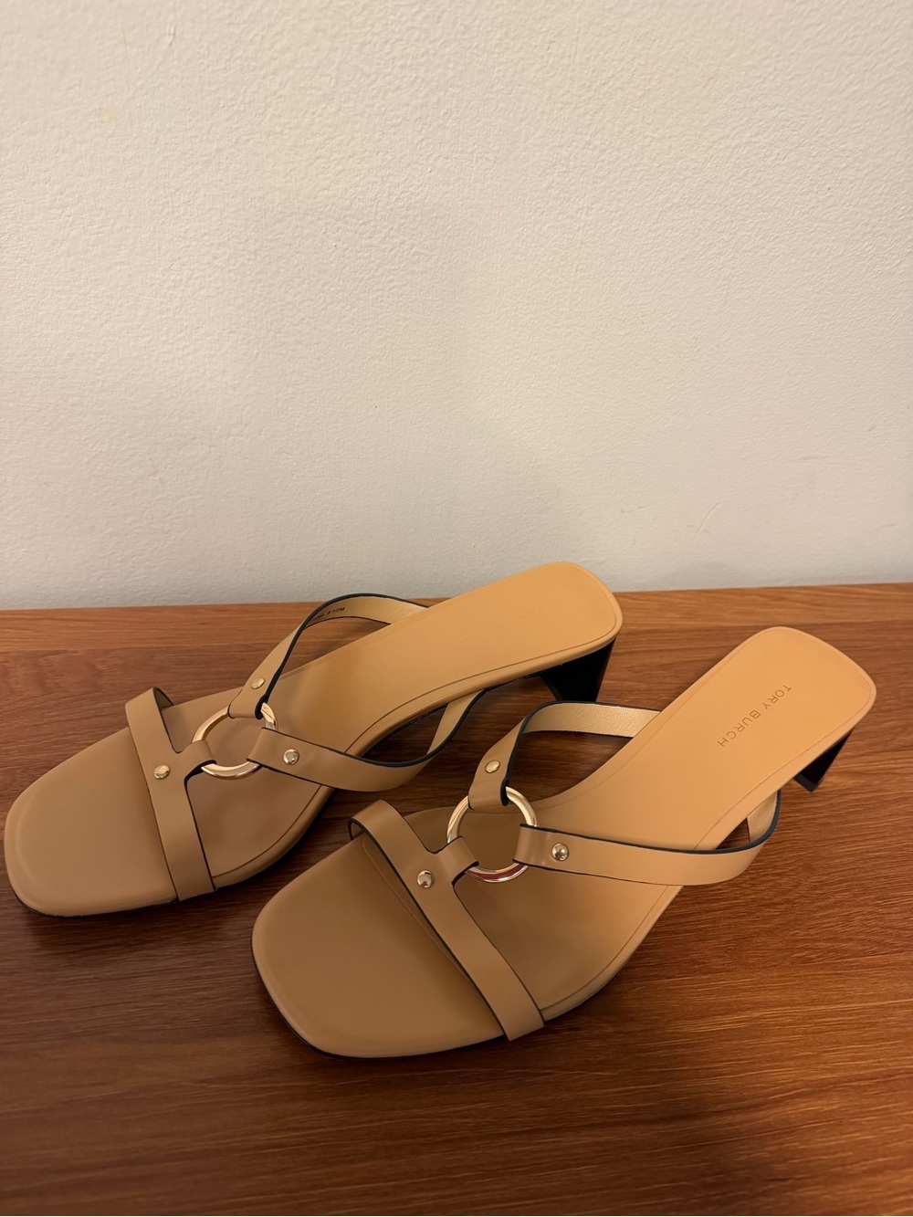 Tory Birch Cantucci Leather Ring Heeled Slide Sandals Size 8.5
